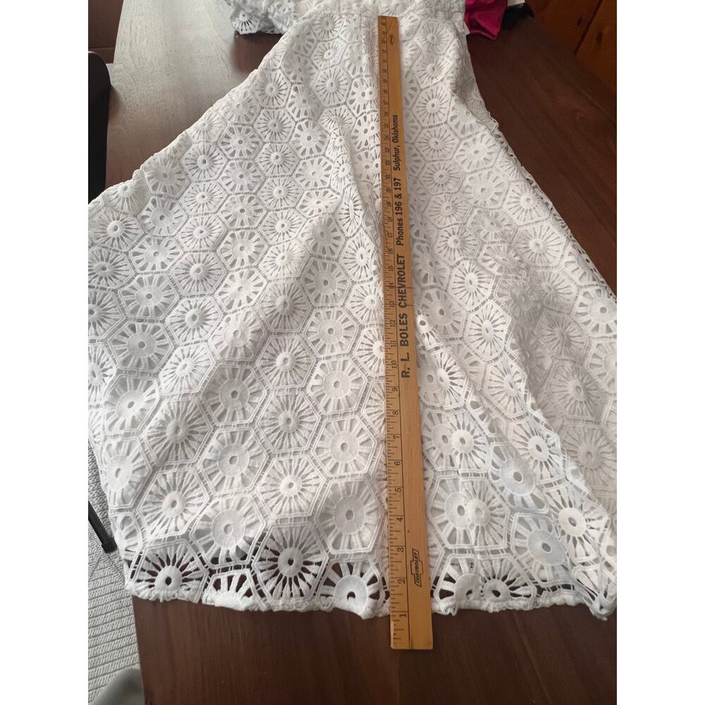 NWT Boston Proper White Eyelet Lace Midi Dress Puff Sleeve Size 6 - Picture 7 of 7